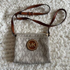 Michael Kors Cream and Tan Crossbody Bag